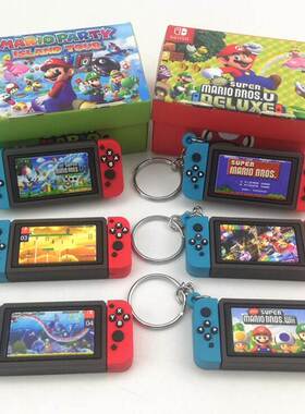 Super Mario Bros Switch Game Console Keychain toys Children&
