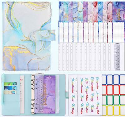 Colorful A6 PU Binder Budget Planner Notebook Covers Folder