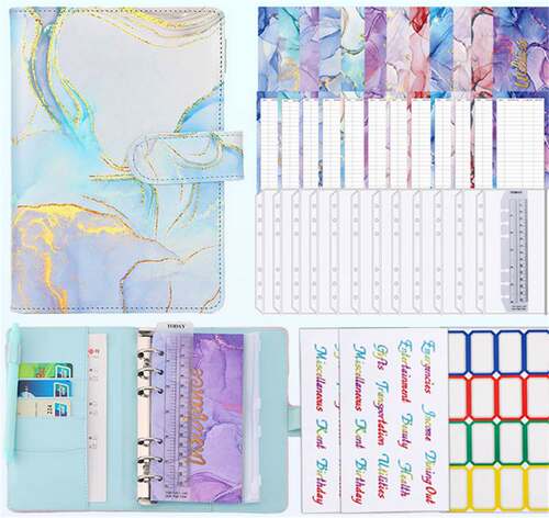 Colorful A6 PU Binder Budget Planner Notebook Covers Folder