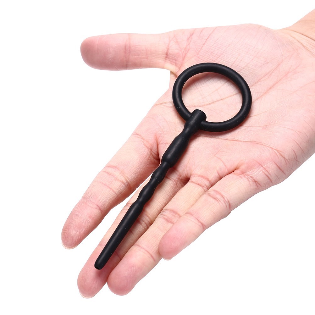Urethral Stretcher Irritation Rod Black Silicone Male Penis