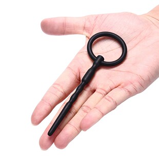 Urethral Stretcher Irritation Rod Black Silicone Male Penis