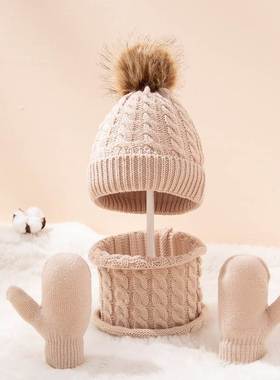 New Winter Hat Scarf Gloves Set for Kids 0-3 Years Boys Girl