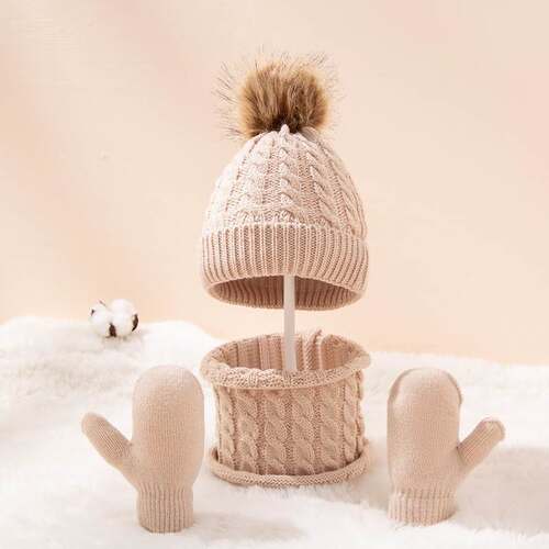 New Winter Hat Scarf Gloves Set for Kids 0-3 Years Boys Girl