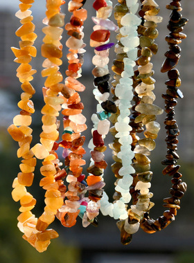 不规则碎石项链波西米亚风个性彩色水晶多巴胺choker男女锁骨链