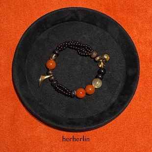 herherlin 【新年系列】角铃多宝南红沉香石榴石金发晶手串手链