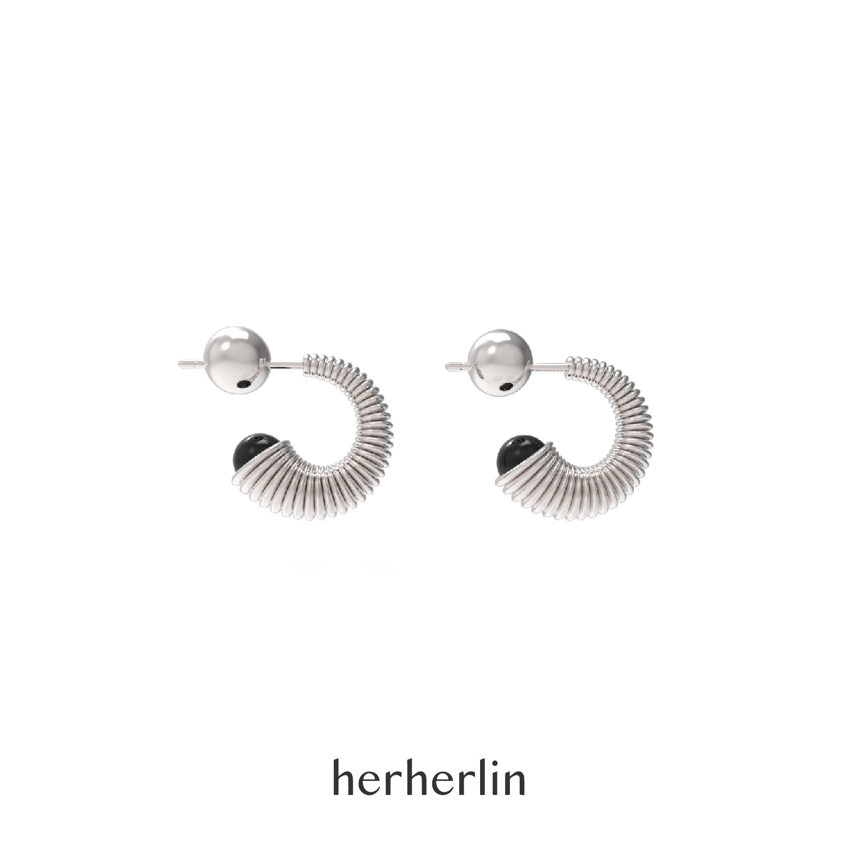 herherlin气质珍珠素纹耳钉