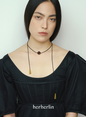 herherlin原创红虎眼石皮绳项链