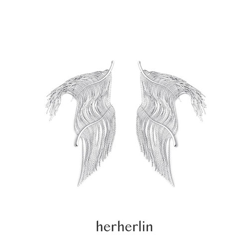herherlin原创宽版粼粼流苏耳环