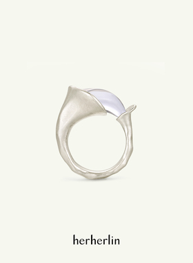 herherlin  角月白水晶925银戒指开口戒