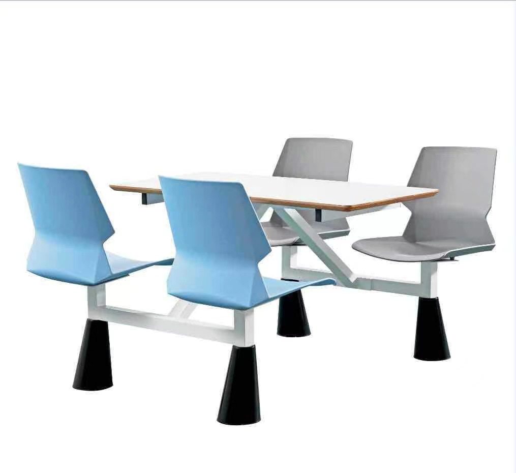 新款连体桌椅食堂钢木四人餐桌单位员工企业大型餐厅工厂餐桌椅