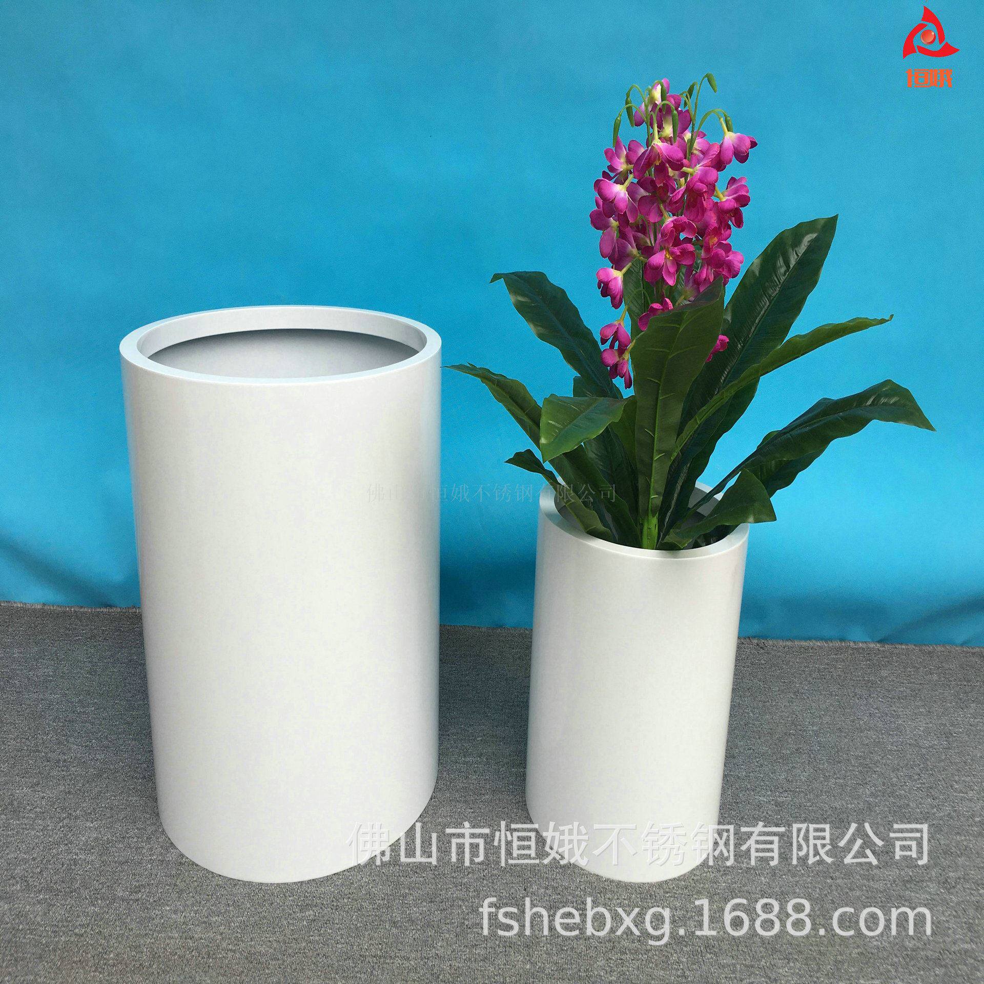 不锈钢花盆 电镀多色圆形花盆 商场酒店展厅办公室装饰