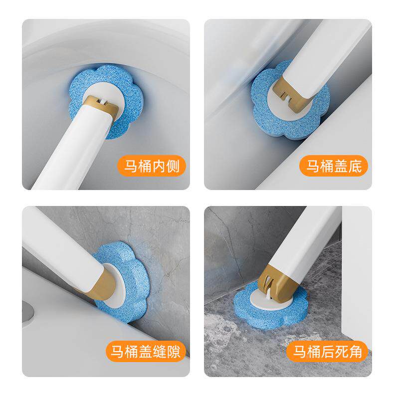 帛NUQ魁次性马所桶刷替换头可抛式一带底座自带清洁刷液厕刷欧洲