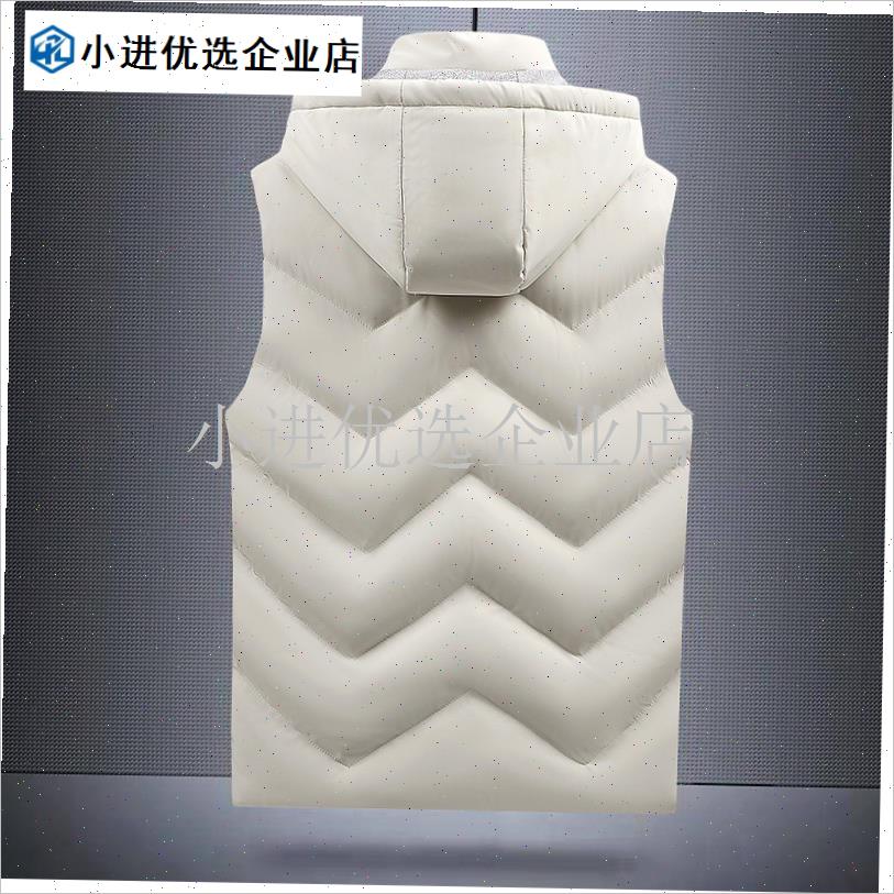 保罗可拆卸帽子羽绒棉马t甲男士休闲运动坎肩保暖外穿跑步无袖马/