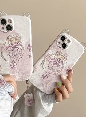 制朵果手机壳学15pa包软防定可爱猫耳国风苹13生版romx浮雕全壳摔
