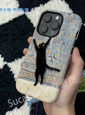 黑猫欢果1o手机壳ione6promax5pr硬双层3跃苹7prPh1菲林1o壳121