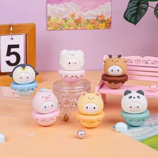 香味萌宠不倒翁摆件可爱熊猫狗猫企鹅玩具办公宿舍解压治愈礼物