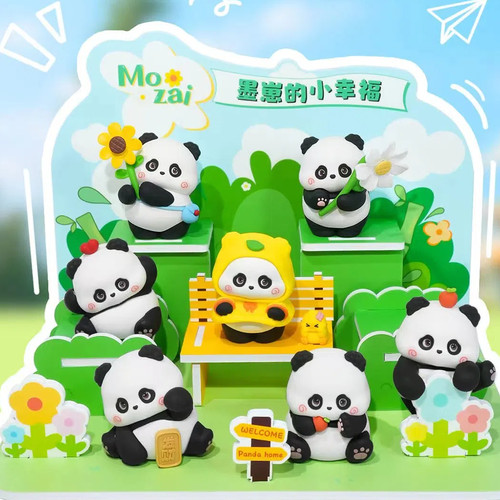 正版墨崽的小幸福盲盒熊猫摆件可爱国宝公仔桌面手办儿童生日礼物
