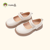 厵YUAN女童汉服夏季 防滑国风玛丽珍儿童白色浅口儿童简约盘扣单鞋