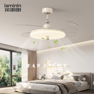 风扇灯现代简约新款 卧室吊灯大风餐厅房间吊扇灯力隐形护眼奶油风