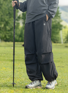 EFTC 2025春季户外纯色褶皱防泼水休闲裤男山系防风速干登山裤女