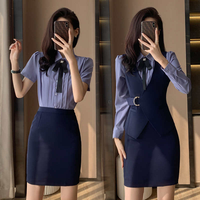 职业马甲裙子套装工作服女酒店餐饮经理美容院会所前台接待工装