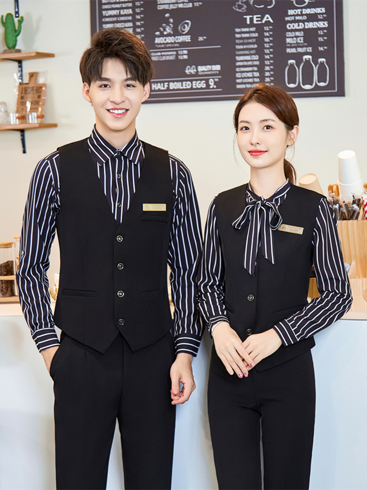 职业马甲套装服务员工作服男女高级酒店餐饮饭店酒吧KTV衬衫工装