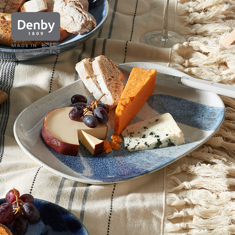 denby丹碧英国陶瓷盘子菜盘家用烤盘托盘西餐餐盘牛排盘 艺匠叠蓝