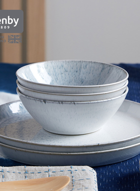 denby丹碧英国进口窑迹·湛蓝早餐碗陶瓷饭碗沙拉碗燕麦碗餐具