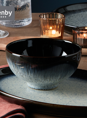denby丹碧英国进口黑露饭碗家用单个陶瓷碗手工高颜值碗微波炉碗