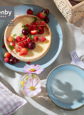 Denby丹碧英国进口墨迹蓝晶陶瓷碗平盘家用餐具欧式创意盘子