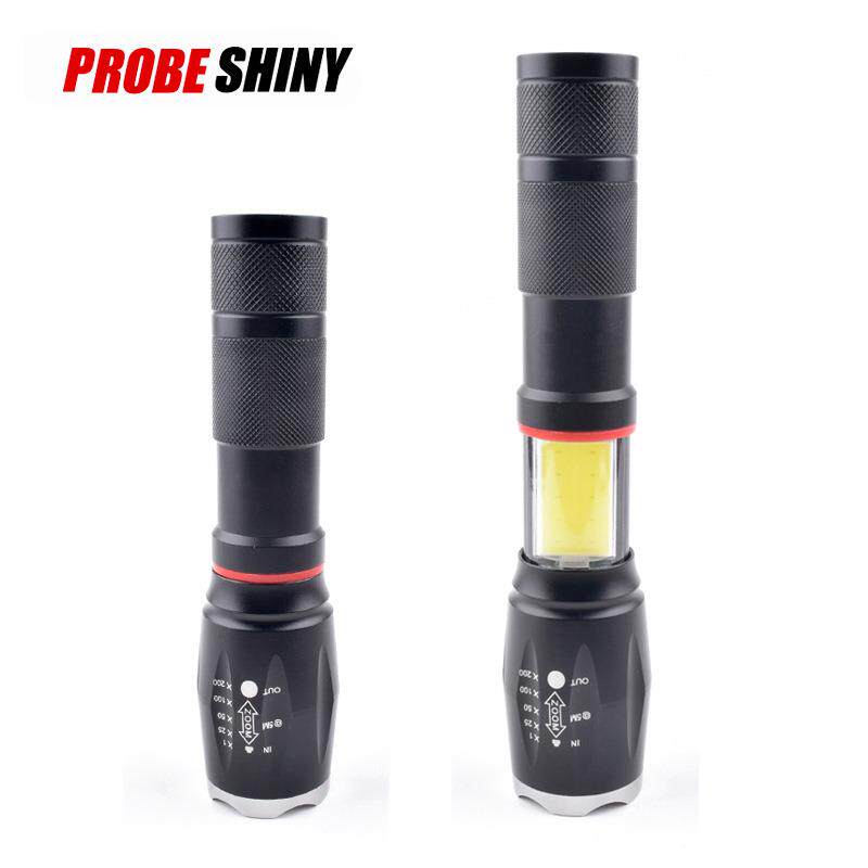 跨境T6伸缩变焦COB隐藏式强光工作灯尾部强磁可充电家用LED手电筒