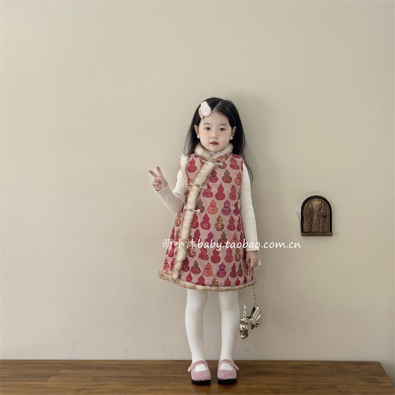 儿童洋气厚款旗袍2025新款韩版女童冬季夹棉国风新中式无袖拜年服,童装/婴儿装/亲子装,旗袍,淘宝优惠券,粉丝福利购,淘宝优惠卷