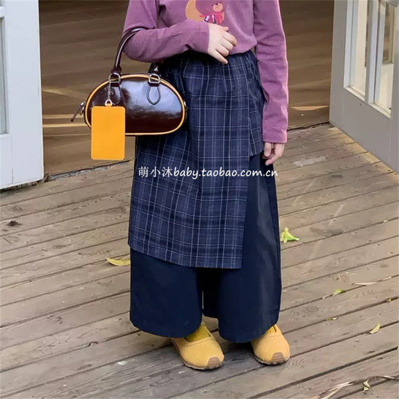 女童秋季宽松可拆屁帘休闲阔腿裤