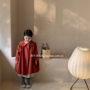 儿童洋气宽松风衣2026新款韩版女童秋款纯色休闲百搭双排扣外套潮
