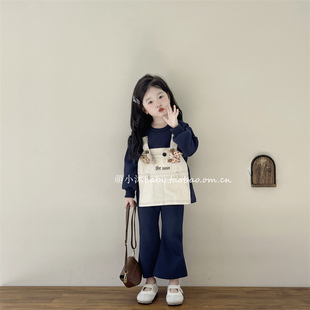 儿童洋气宽松卫衣2026新款韩版女童春款可爱假两件拼色套头上衣潮