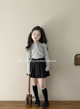 春季女童翻领休闲长袖打底衬衫潮
