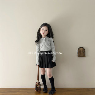儿童洋气polo领衬衫2026新款韩版春季女童翻领休闲长袖打底上衣潮