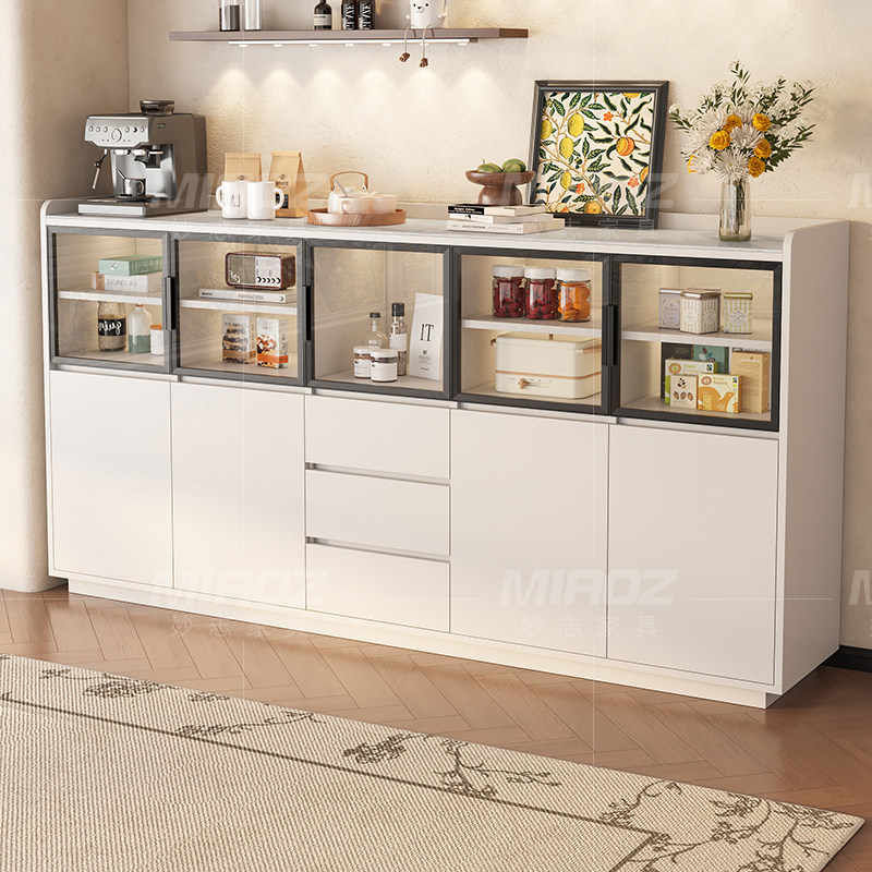 餐边柜靠墙一体矮柜客厅储物柜玻璃门餐厅茶水碗柜家用沙发靠背柜