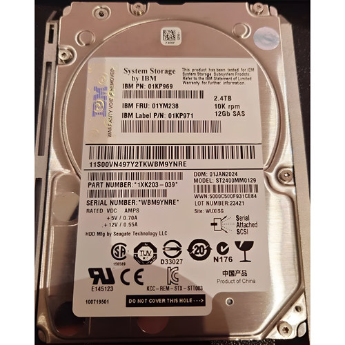 IBM 01YM238 01KP969 2.4T 10K SAS 12GB 2.5寸存储硬盘 V3700 V2