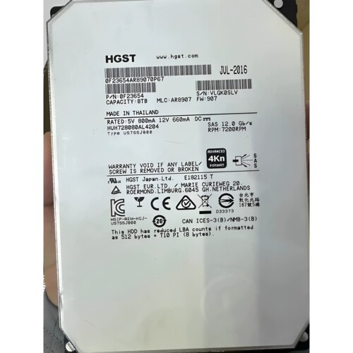 HGST日立HUH728080AL4204 8T SAS 12GB 7.2K 3.5 4KN服务器硬盘