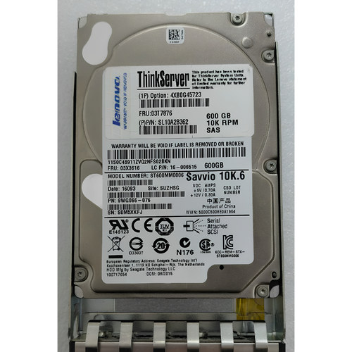 联想 03T7876 4XB0G45723 600G SAS 10K 6GB 2.5服务器硬盘RD650