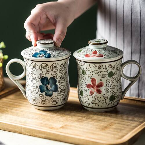 家用待客带把茶杯含内胆茶水分离
