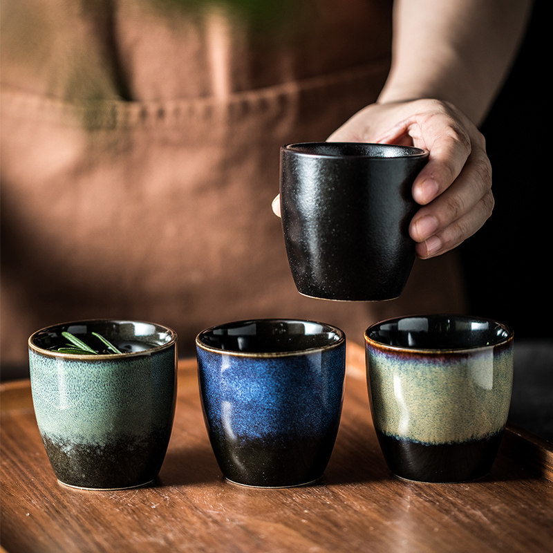 高颜值精致茶水杯一人一色釉下彩图片