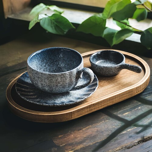轻奢好看咖啡杯杯碟套装带托盘
