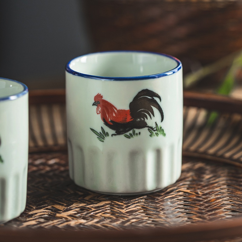 复古怀旧杯子家用鸡公杯青瓷茶杯