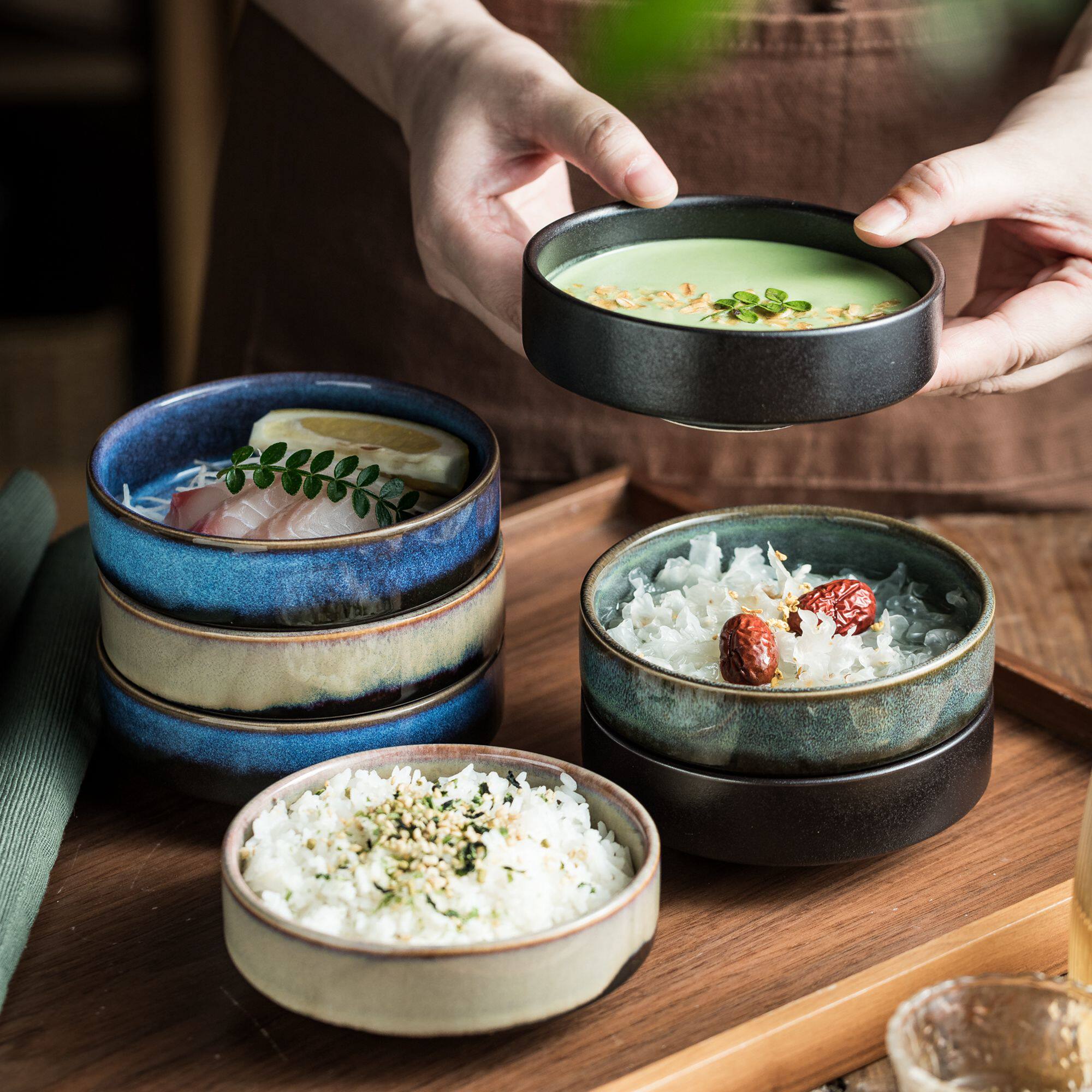 碗家用2024新款高颜值浅口平底碗陶瓷商用餐饮店火锅调料配菜小碗