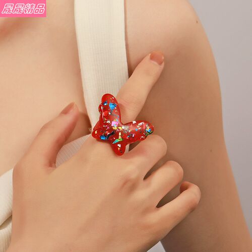 ins Style Acrylic fashion retro Punk butterfly resin rings