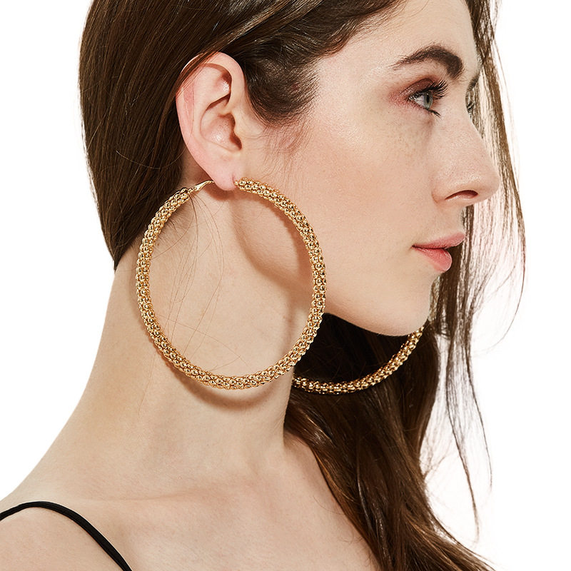 金色大圆圈欧美女耳环Gold fashion exaggerated earrings woman