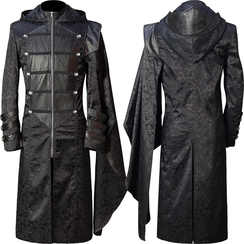 Wan Christmas Men's Steam Retro Uniform Standing Collar Bla