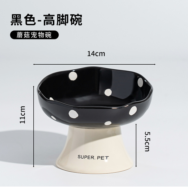 陶瓷斜口猫碗防打翻高脚设计